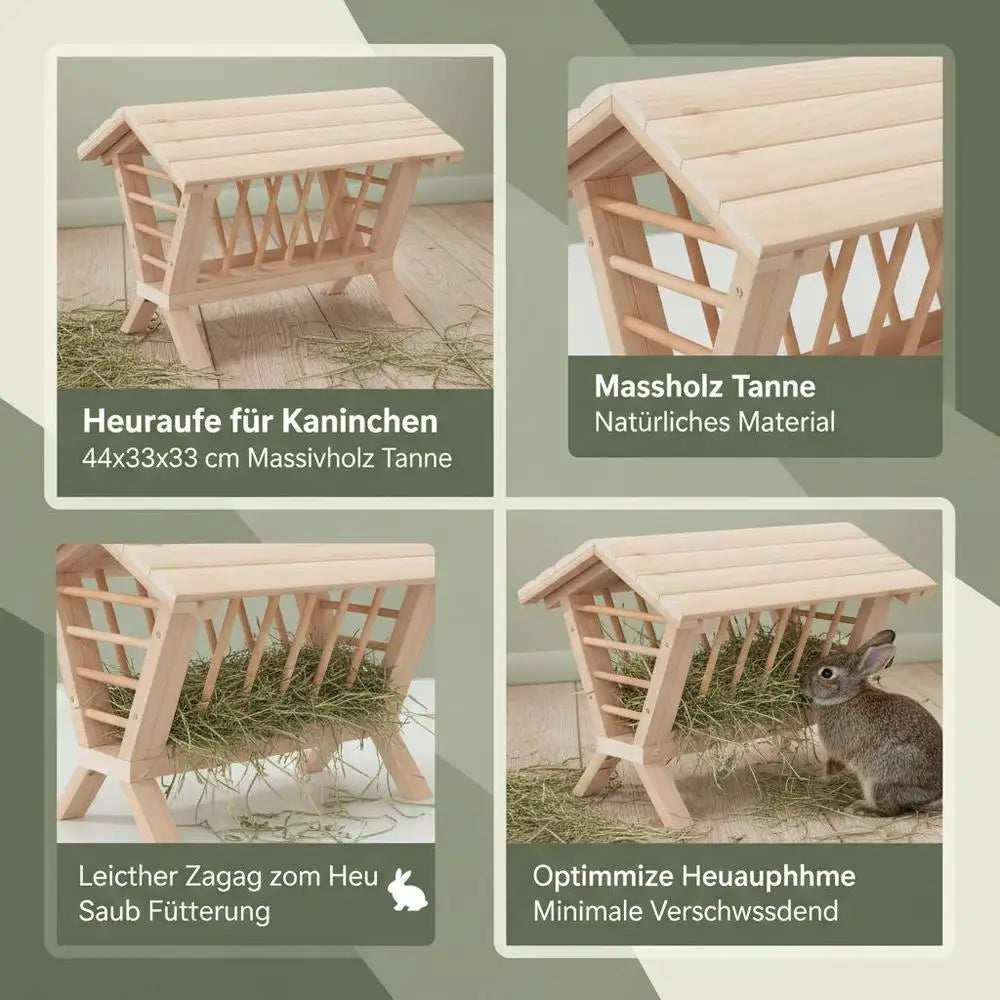 44x33x33 Cm Rabbit Hay Feeder, Solid Fir Wood Hay Rack, Large Capacity Feeding Holder, Helps Reduce Hay Mess, Easy To Use, For Rabbit Cage, Bunny Hutch, Small Animal Feeding Area