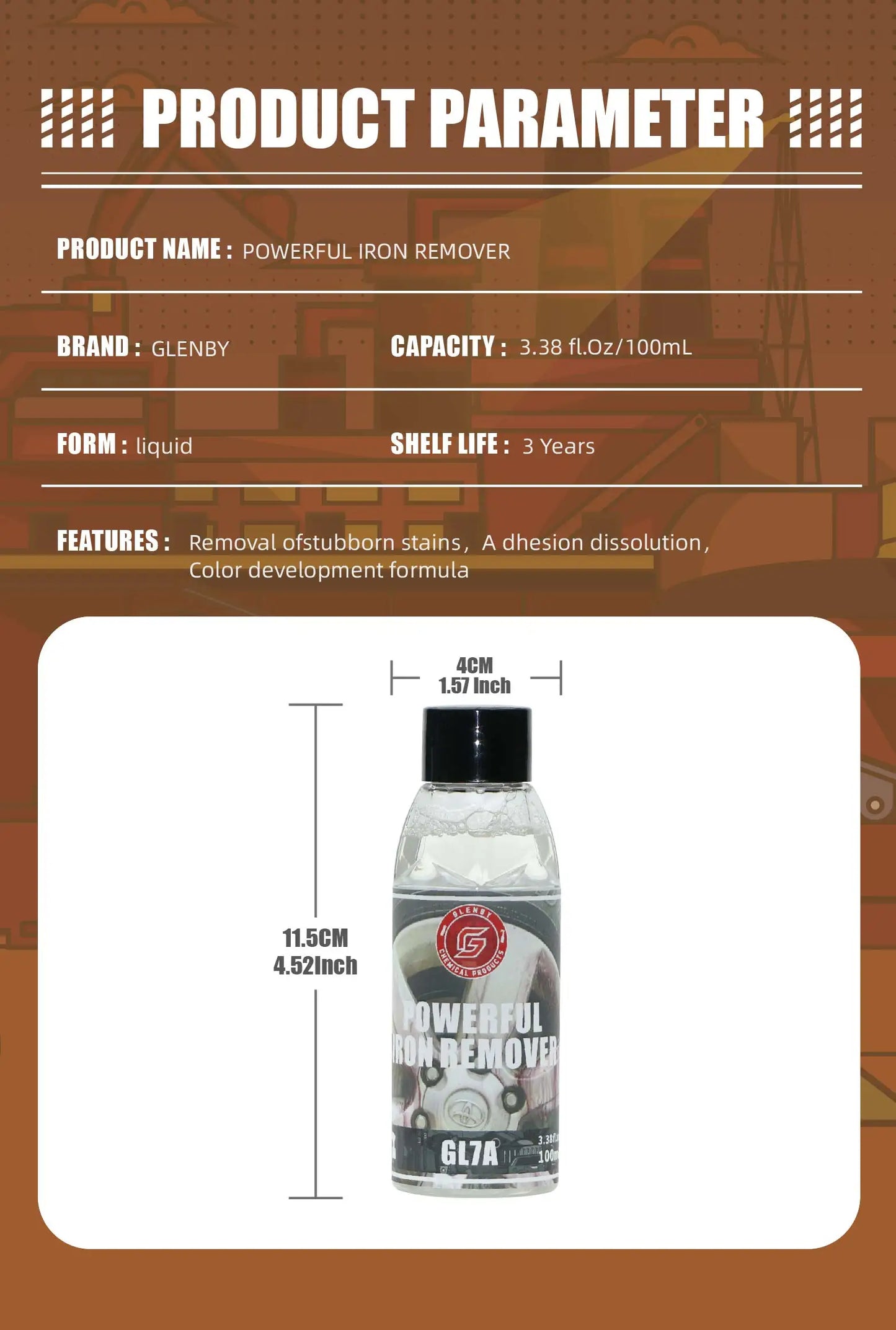 100ml Wheel Paint Iron Remover Spray Technology Professional Dust Rim Rust Cleaner Auto Detail Chemical