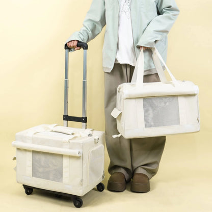 Pet Carrier with Telescopic Handle Foldable Pet Carrier Trolley Travel Bag Portable Long-Lasting for Cats, Outings