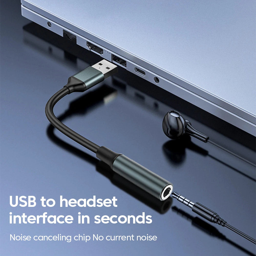 USB To 3.5MM Jack Audio Adapter USB to 3.5mm Headset/Microphone External Stereo Sound For PC Laptops USB to 3.5 Jack Adapter