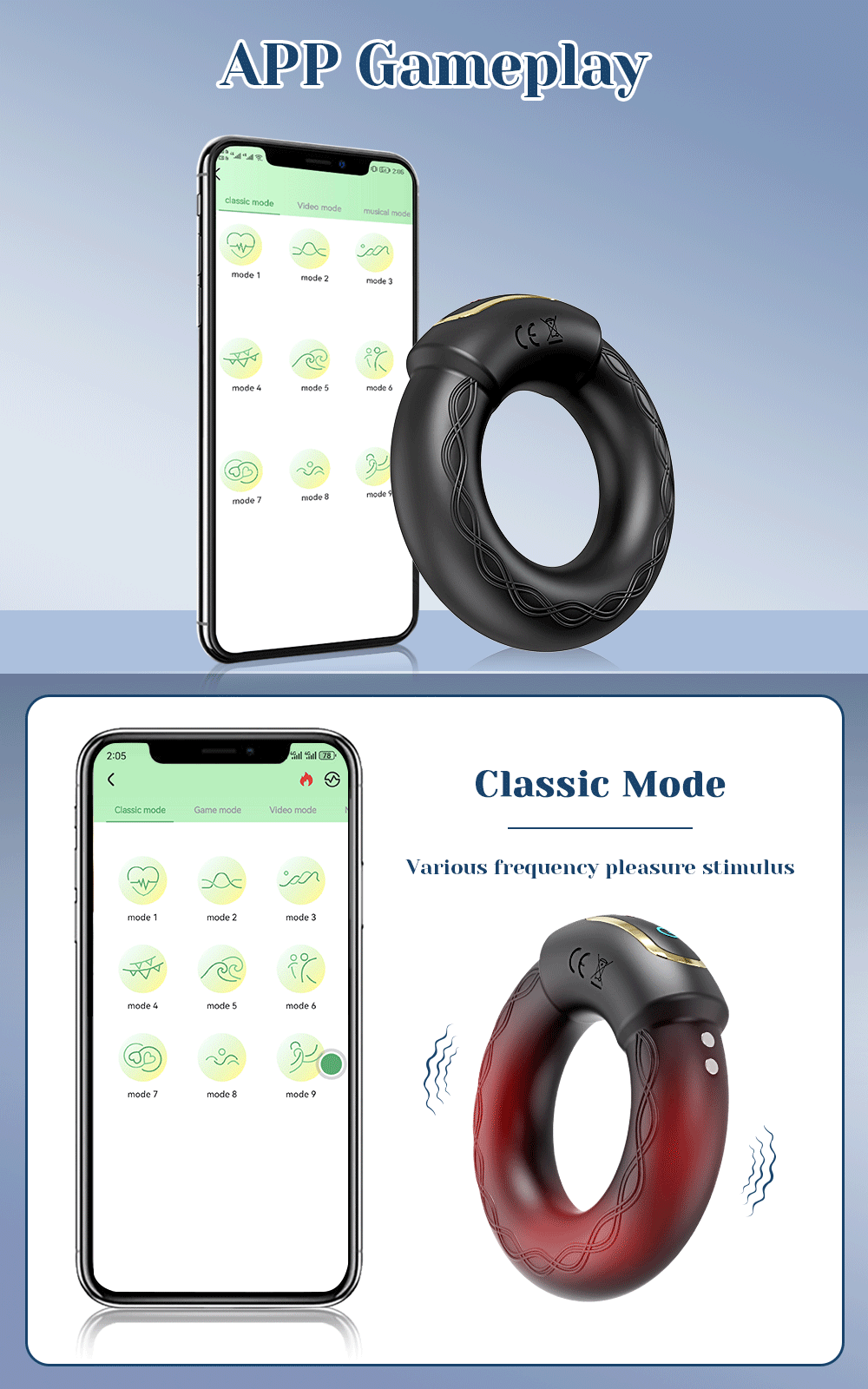 APP Bluetooth Vibrator for Men Cock Ring Penis Vibrating Penis Delay Trainer Cock Ring Glans Massager Male Sex Toys for Adult 18