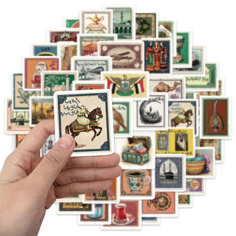 50PCS Arabic Aesthetic Stamps Fun Decoration DIY Stickers Phone Cases Notebook Water Cups Luggage Decoration Stickers