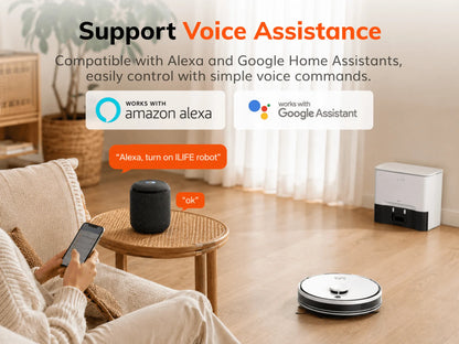ILIFE A30 Pro Robot Vacuum Cleaner with Automatic Self-Emptying Station, 5000Pa Strong Suction, LDS Navigation, 180min Runtime, 2-in-1 Mop and Sweep, APP Control  ,Home Floor Carpet Clean