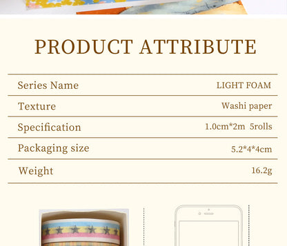 MINKYS 5pcs/set Basic Grid Star Decorative Tape Cute Cartoon Creative Washi Tape School Stationery