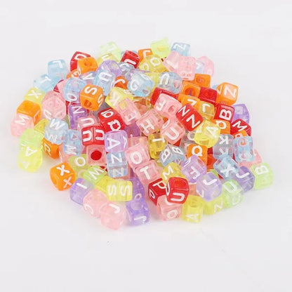 Hot! 100Pcs/Lot 6mm Mixed Many Kinds Acrylic Cube Square Number&Alphabet Letter Beads for Bracelet Necklace Jewelry Making DIY