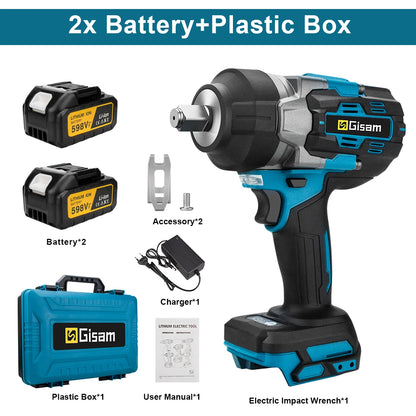 Gisam 2800N.M Brushless Electric Wrench 1/2 Inch Cordless Impact Wrench Electirc Screwdriver Drill For Makita 18V Battery Pin