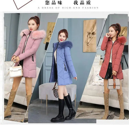 Winter New Fashion Long Cotton-padded Coat Womens Casual Hooded Parkas Womens Winter Jacket Coat Down Jacket Female