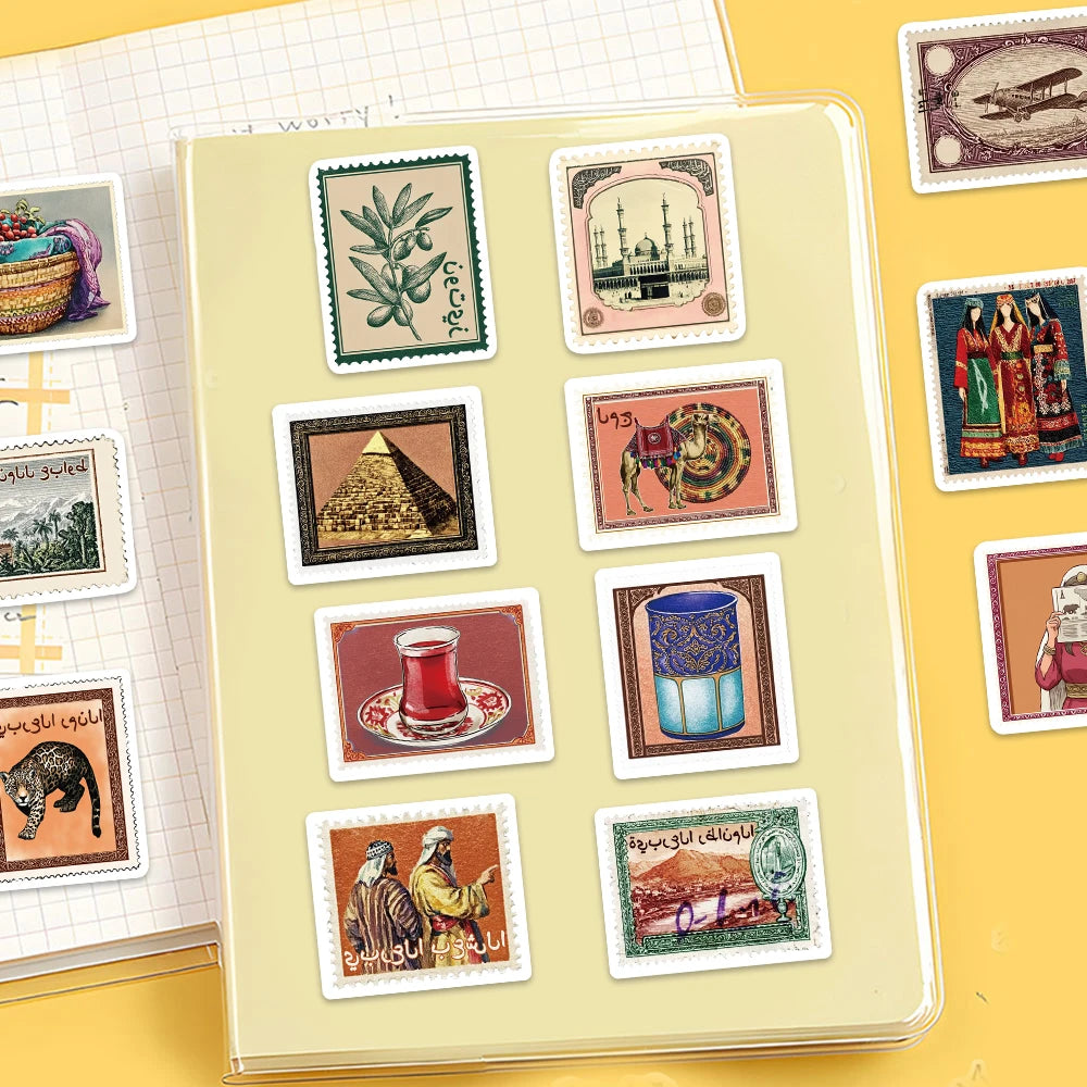50PCS Arabic Aesthetic Stamps Fun Decoration DIY Stickers Phone Cases Notebook Water Cups Luggage Decoration Stickers