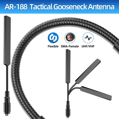 ABBREE AR-188 Gooseneck Tactical Antenna VHF UHF SMA-Female for Baofeng Walkie Talkie UV-5R 5RH 13 17 21 PRO Quangsheng UV-K5(6)
