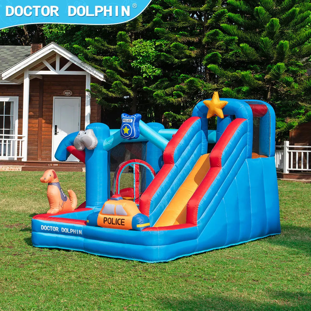 Doctor Dolphin Animal Inflatalbe Bounce House Jumping Castle With Slide Ball Pool Bouncy Castle For Kids Birthday Gift Toys