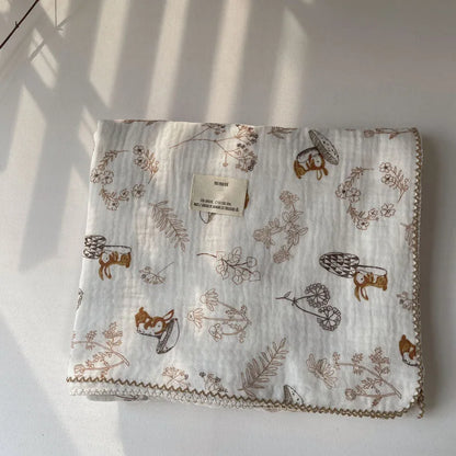 Baby Blanket Floral Soft Cotton Muslin Newborn Swaddle Wrap Receiving Blanket Quick Dry Bath Towel Baby Stroller Cover