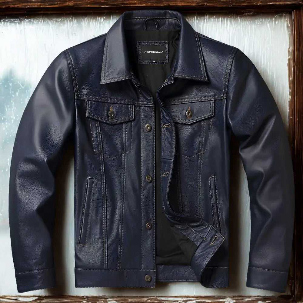 CC Shop Top.Y2K new classic casual slim fit genuine leather coat.quality fashion cowhide jacket.Young popular 557 style Denim