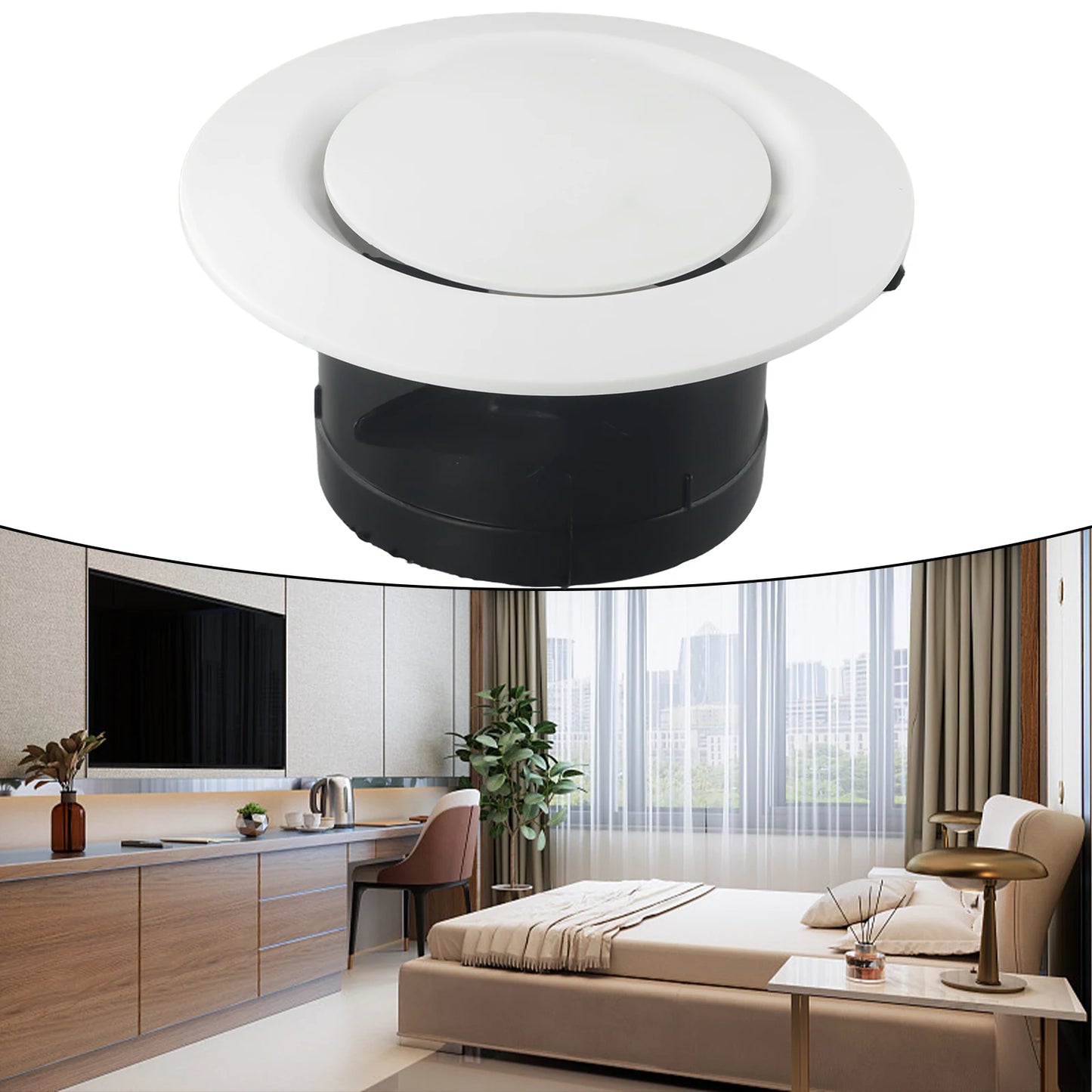 1X 75-200mm Round Air Vent Louver Grille Cover Outlet Adjustable Exhaust Vent Ducting Ventilation Grilles Ceiling Air Vent Cover
