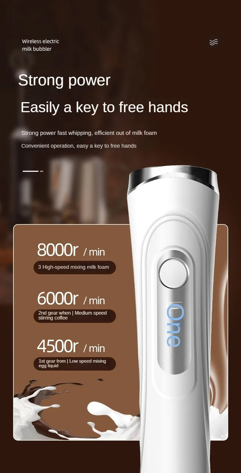 USB Electric Mixer, Handheld Coffee Milk Frother, Portable 3-Speed Blender, Butter Maker, Kitchen Tool, Ingredient Mixer