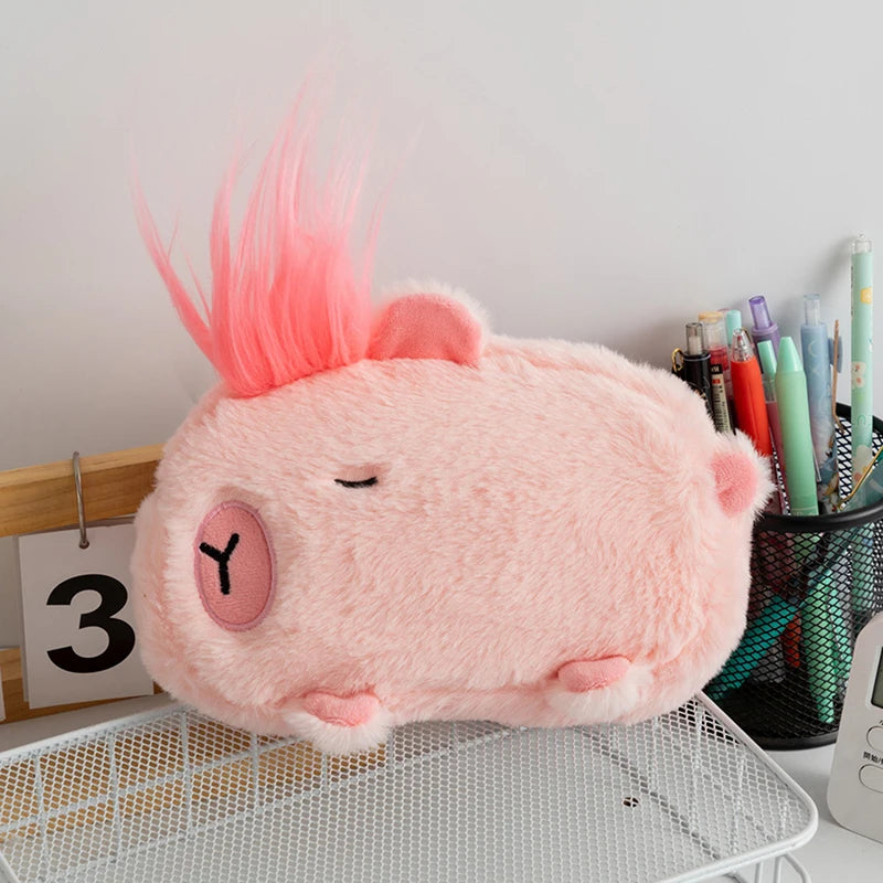 New Cute Capybara Plush Pencil Case Cosmetic Bag Guinea Pig Pen Pouch Large Capacity Pencil Bag School Supplies Stationery Box