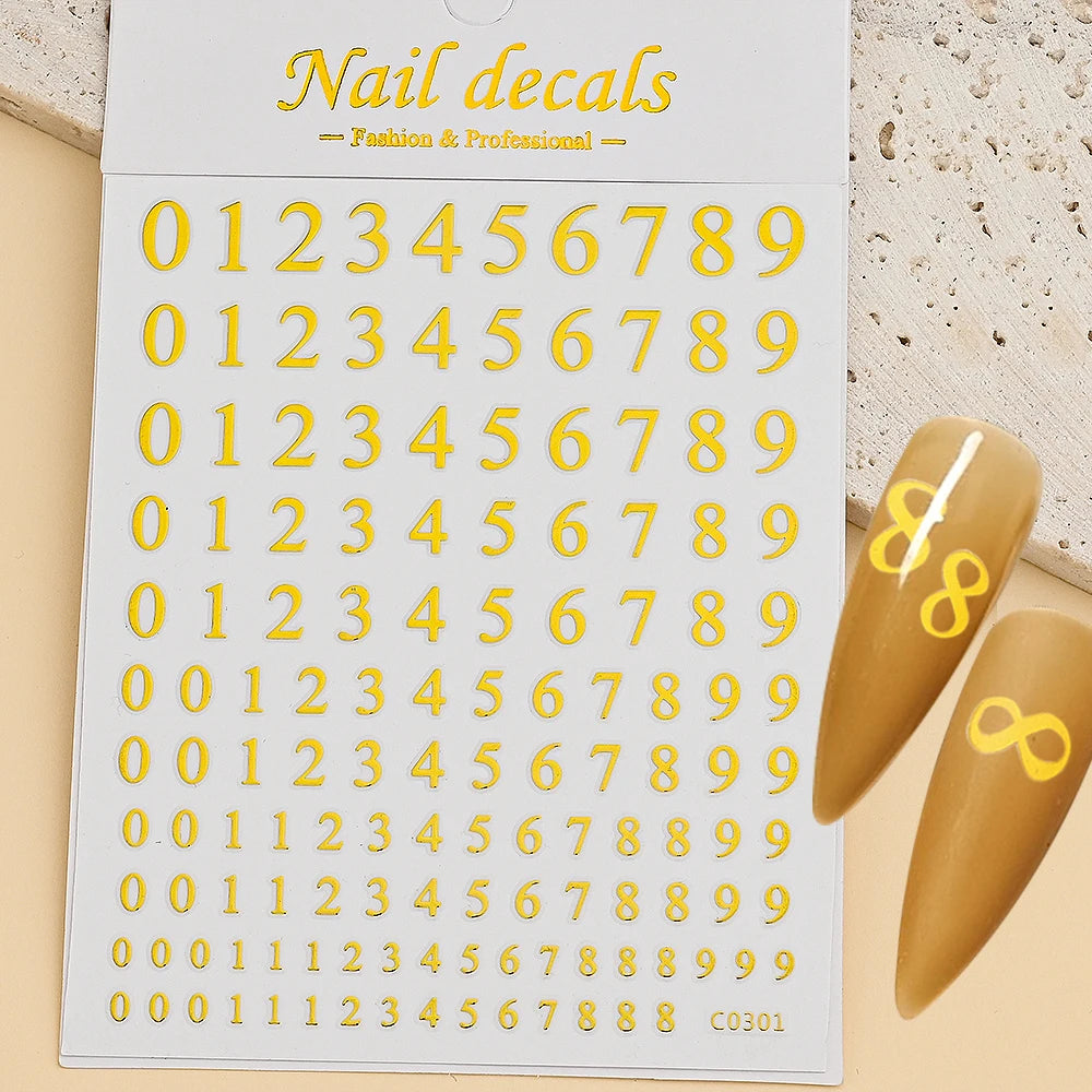 3D Glittery Gothic Letter Design Nail Art Stickers Uppercase Alphabet Letters Artistic Designs DIY Nail Art Decals Decoration #1