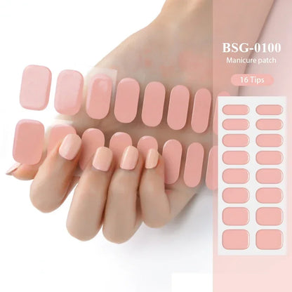 16/22 Tips Semi Cured Gel Nail Stickers for UV Lamp Designer Adhesive Nail Gel Wraps DIY Long-lasting  Nail Decoration