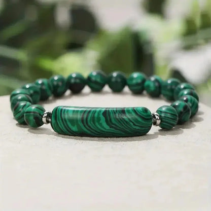 1pc Handmade Stone Bracelet Turquoise  Malachite Gemstone Crystal Rough Bracelet Body Energy Yoga