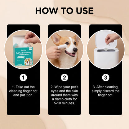 Pet Teeth Cleaning Finger Wipes Remove Dental Plaque Relieve Gum Discomfort Lasting Fresh Breath Easy-to-Use Pet Oral Care Wipes