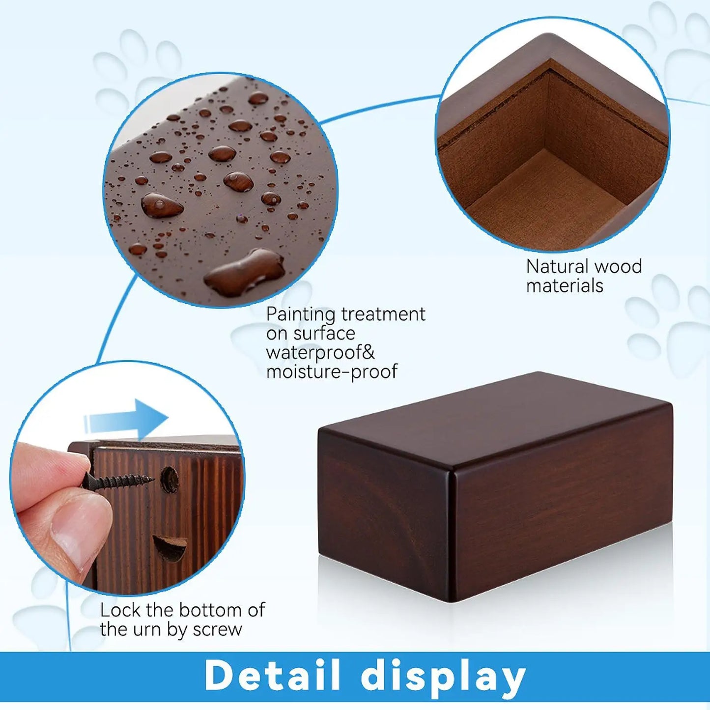 Dog Ash Urn Ash Holder Funeral Solid Wood Urn Box Commemorative Pet Keepsake Memory Box Cinerary Casket for Rabbits Hamster
