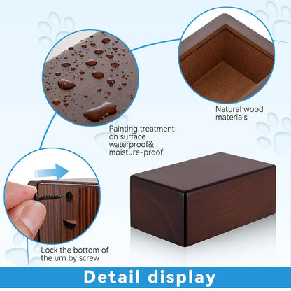 Dog Ash Urn Ash Holder Funeral Solid Wood Urn Box Commemorative Pet Keepsake Memory Box Cinerary Casket for Rabbits Hamster