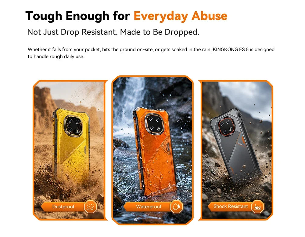 Cubot KingKong ES 5 Rugged Smartphone Android 16 Up to  12GB RAM(6+6GB) 128GB ROM / 24GB RAM(12+12GB) 256GB ROM 6.88-Inch 120Hz Screen 7000mAh Battery NFC Face Recognition Fingerprint Recognition IP69K 64MP+16MP SCT620