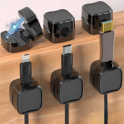 3/6/12Pcs/Set Magnetic Cable Clips Cable Organiser Adjustable Cord Holder Under Desk Organizing Cable Management Holder