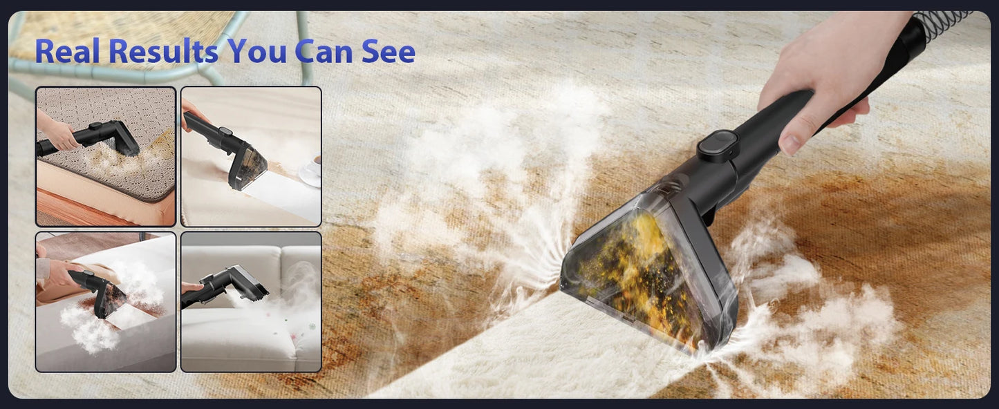 OMESER 1800W Steam Carpet Cleaner Machine 13 IN 1 17KPa Suction Multiple Nozzles Spot Spray Washing for Upholstery Pet Car Home