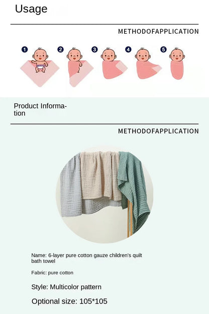 6 Layer Cotton Gauze Baby Blanket Newborn Muslin Baby Bath Towel Soft Swaddle Wrap Stroller Blanket Lange Bedding Items