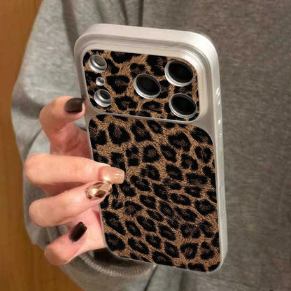 Luxury Leopard Print Cortex Leather Phone Case For iPhone 17 Pro Max 12 13 14 15 16 11 Cases Shockproof Bumper Back Cover Funda