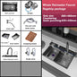 Household Waterfall Digital Display Kitchen Sink Stainless Steel Multifunction Wash Dish and Vegetables Basin Large Single Slot