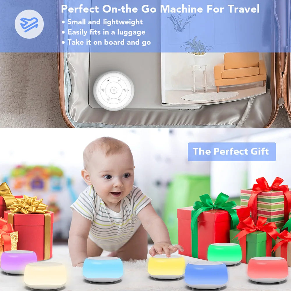 MBZ203 White Noise Machine Sleep Sound Machine for Baby Sleep Soother 7 Colors Night Lights 34 Soothing Sounds Adjustable Timer