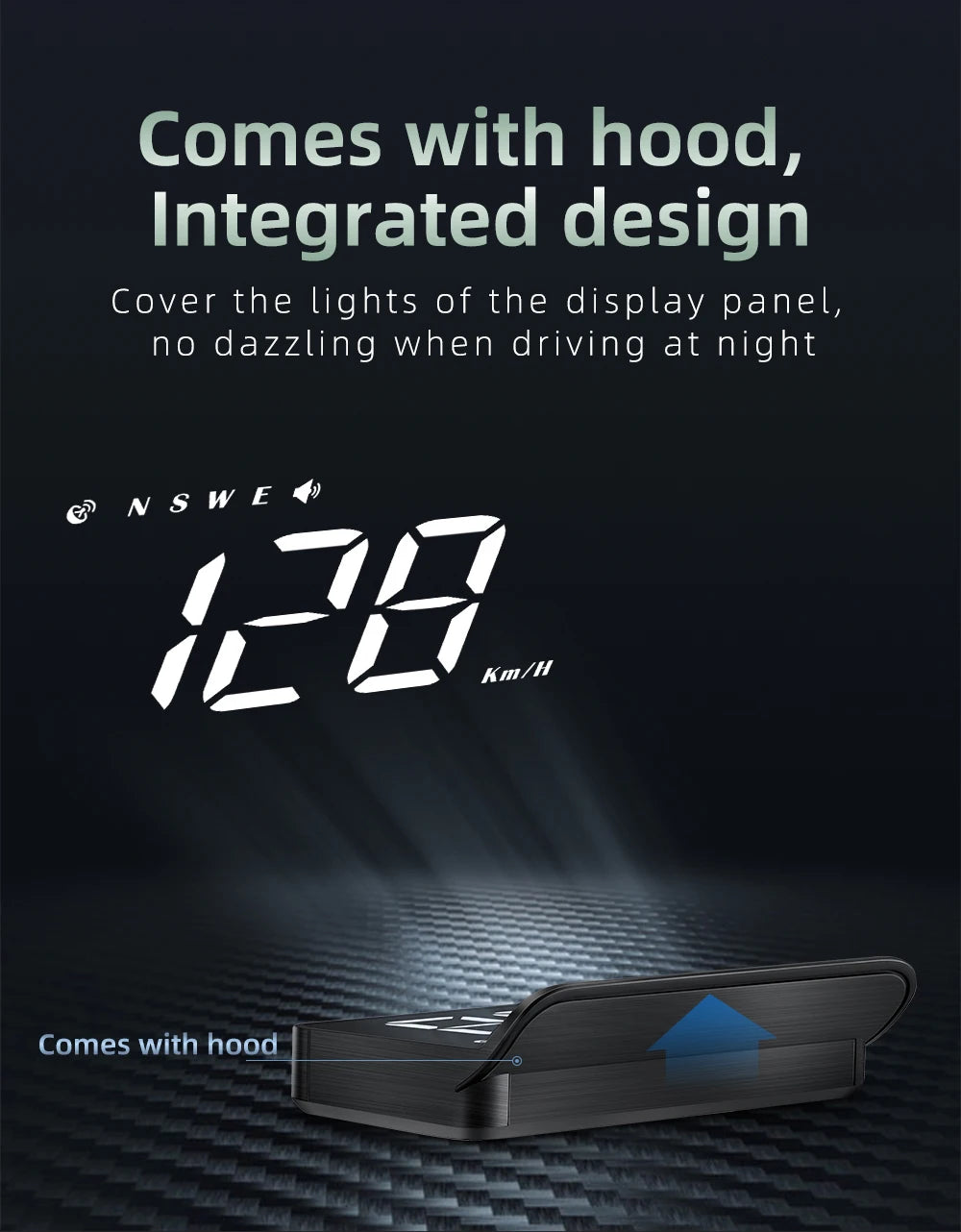 M3 HUD Obd2 Display On-board Computer Car Head-up display Windshield Big Font projection E-OBD and GPS Suitable for All Cars M1