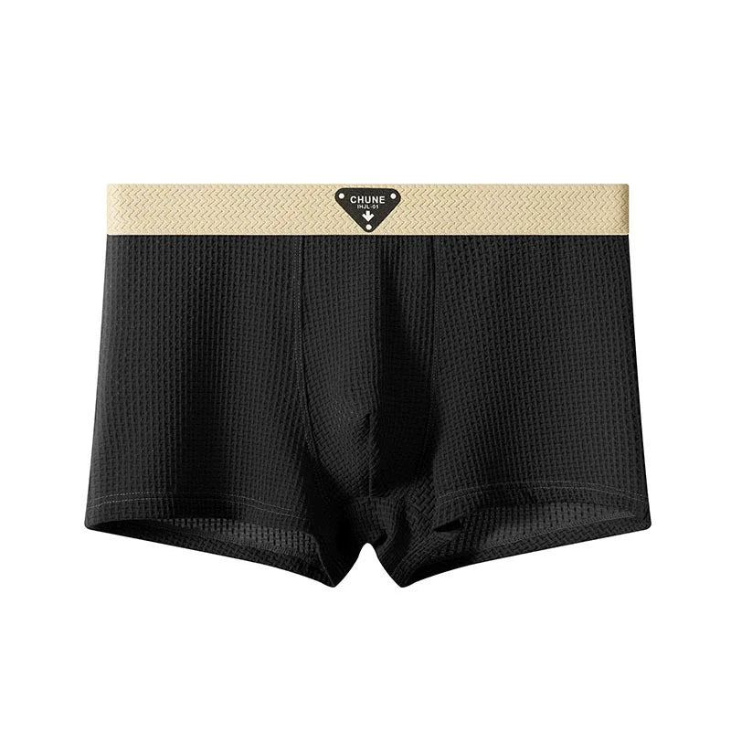1/3PCS Men's Cool Ice Silk Boxers Shorts Summer Satin-like Solid Underpants Skin Friendly Breathable Mesh Crotch Male Underwear