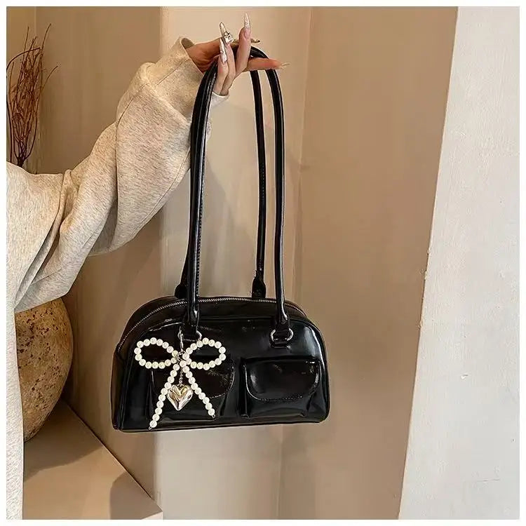 Fashionable Underarm Bow Bag for Women 2024 Korean Edition New Simple Leisure Pillow Bag Trendy Versatile Shoulder Bag
