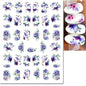 3d Nail Art Decals Elegant White RoyalBlue Roses Flowers Adhesive Sliders Nail Stickers Decoration For Nail Manicure