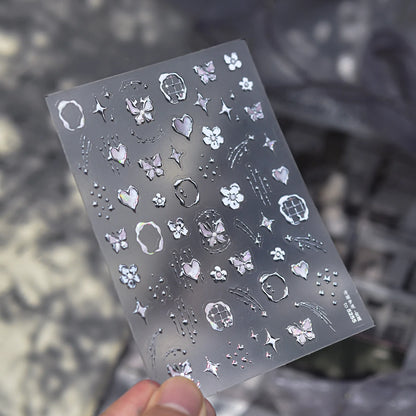 Exquisite Stars Love Garland Stickers Nail Art Decoration 5D Metal High Quality Dreamy Self Adhesive Nail Stickers 3D Decals DIY