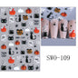 1/3pcs 3D Halloween Nail Stickers Pumpkin Ghost Spider Skull Design Bow  Flower Cute Cat Adhesive Slider Decals Manicure Decor