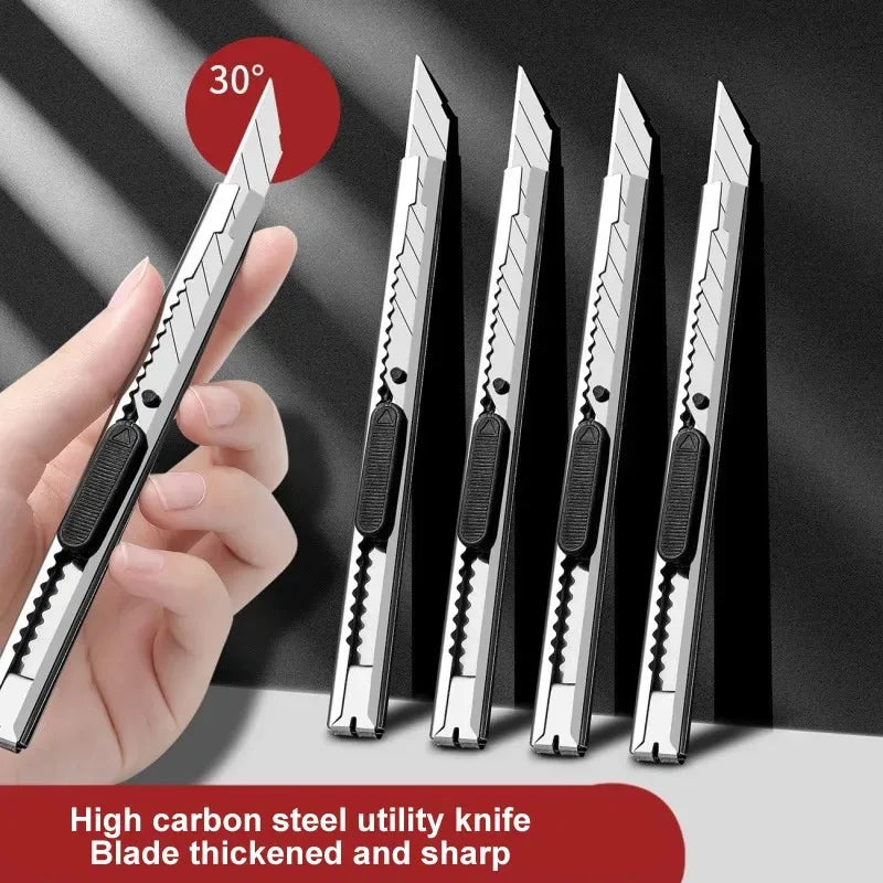 1/5/10Pcs Utility Knife Stainless Steel Paper Cut Box Cutter Tools Kit Non-Slip Blades Unboxing Knife Handicraft Carving Tools