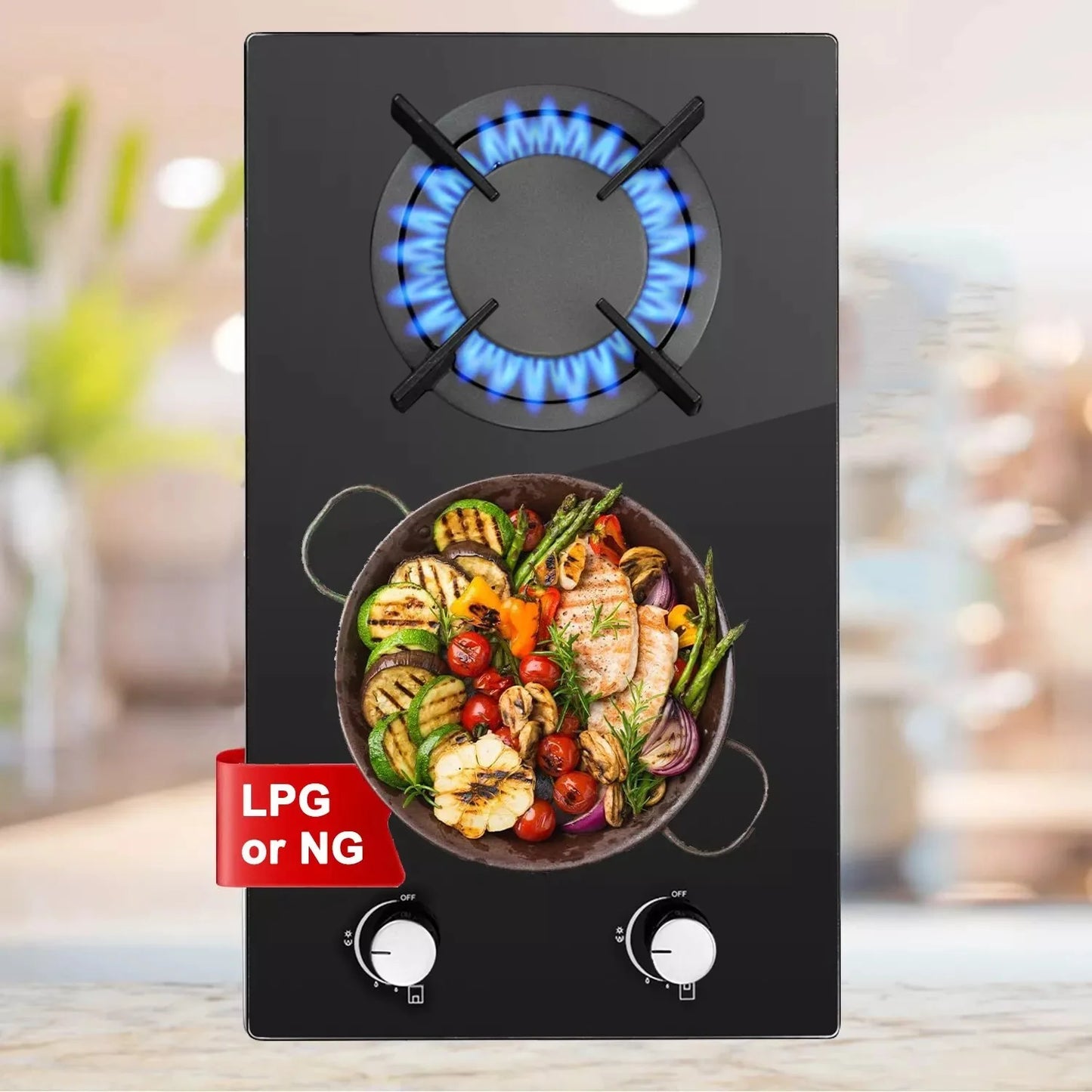 Topstrong 2 Burner Ceramic Glass Built-in Hob Natural Gas Propane Gas Hob YYEUGCT-B02