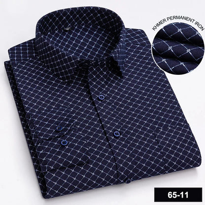 Men's Long Sleeve Shirt High-quality Fashion Casual Print Plaid Stripe Single Pocket Fit Business Formal Office Four Season Top