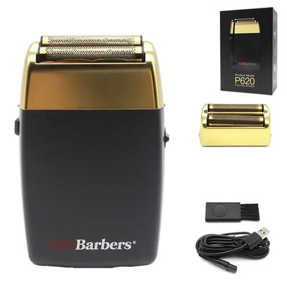 New 11000 RPM 7W Pop Barbers P620 Professional Electric Men's Beard Trimmer Double Foil Shaver Electric Shaver USB Hair Clipper