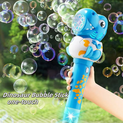 Cartoon Dinosaur Giraffe Bubble Blowing Machine for Children, Fully Automatic Handheld Bubble Stick, Luminous Bubble Toy