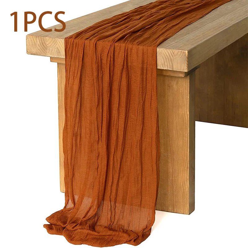 14 Colour Boho Gauze Sheer Cheese Cloth Gauze Table Runner Rustic Cloth Table Runner for Wedding Baby Birthday Party Decorations