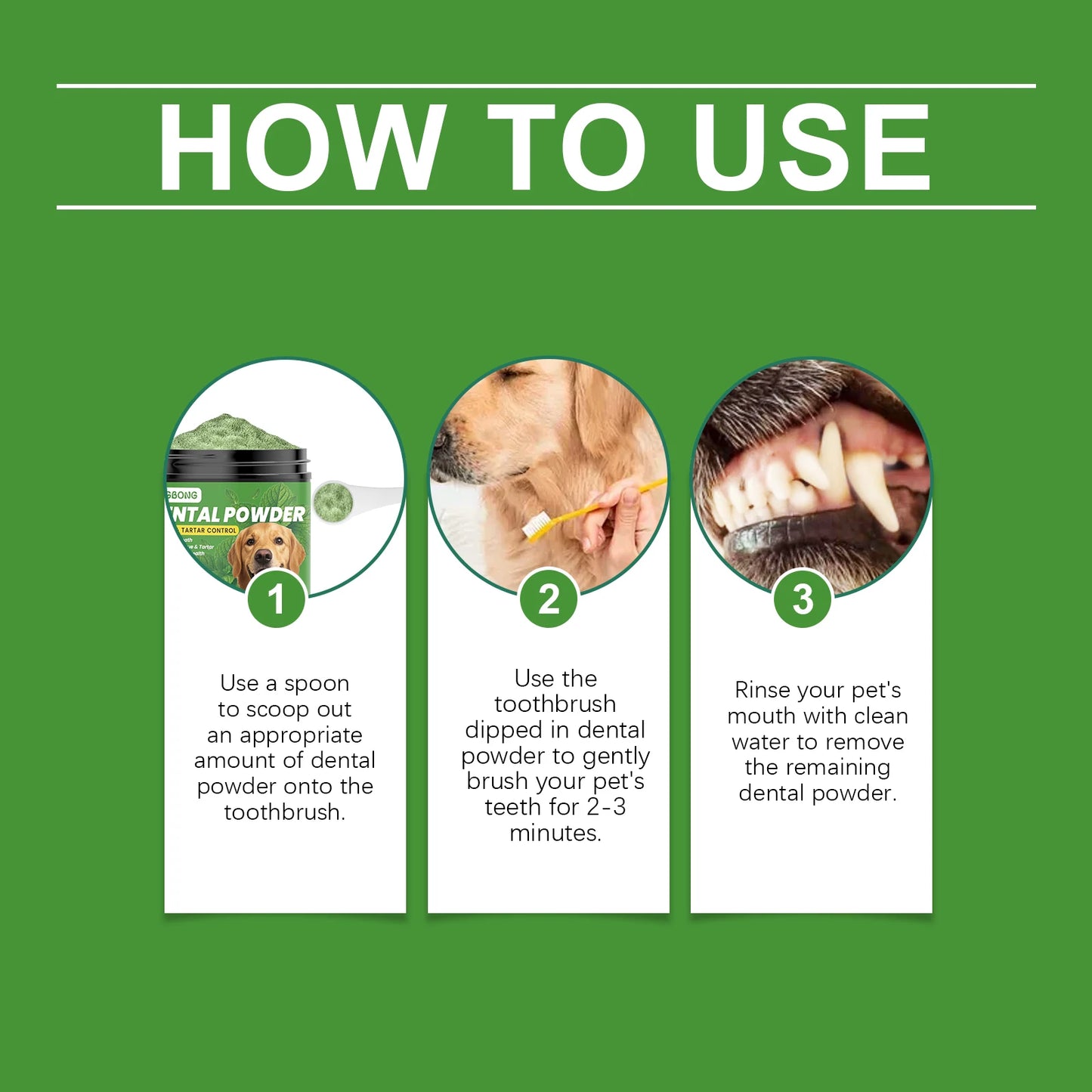 150g Mint Dog Dental Cleaning Powder Gentle Remove Teeth Stain Prevent Plaque Tartar Removal Refreshing Breath Dog Teeth Cleaner