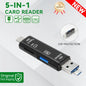 6-in-1 USB 3.0 & Type-C Card Reader OTG – Multi-function SD/TF/Micro SD Card Adapter with USB 3.0 Port, High Speed Data Transfer