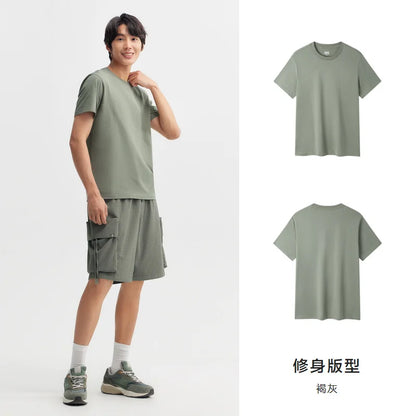 Semir Short Sleeve Men T-Shirt Cotton 2026 Summer New Man Clothing Thin And Versatile T Shirt Couples Solid Color Tops