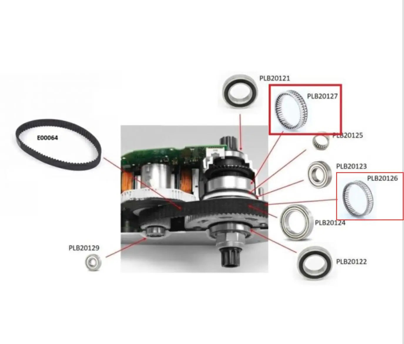 Roue Libre pour Axe Central pour Moteurs Ebike Brose Alu (C - T - Tf - S) / S-M Timing Belt PLB20126 PLB20127