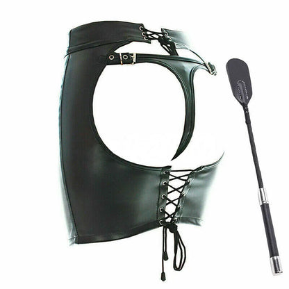 BDSM Restraint Ass Porn Mini Skirt Sexy Lingerie Whip Paddle PU Leather G-String Panties Dress  Erotic Sexy Costume Women