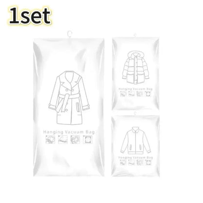 Hanging Vacuum Storage Bags Space Saver Bags Vacuum Seal Storage Bag for Suits Dress Coats Jackets Closet Organizer and Storage